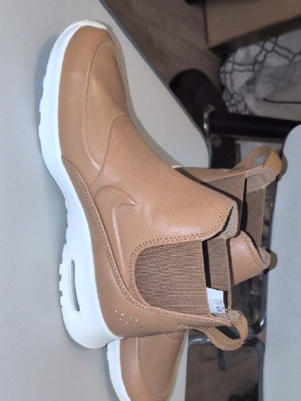 Nike Tan Slip-On Leather Sneaker with White Sole - Picture 2 of 5
